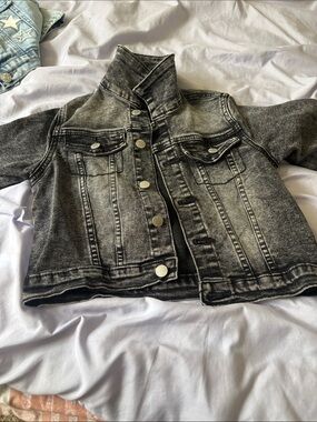 Kids Acid-Wash Black Denim Jacket